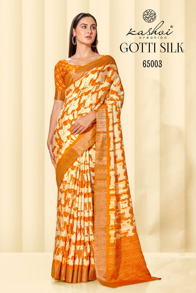 Gotti Silk By Kashvi 65001-65008 Daily Wear Sarees Catalog